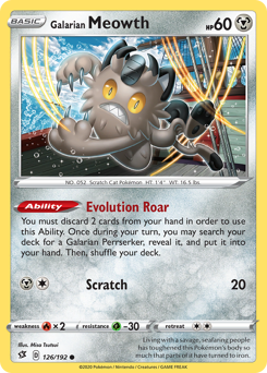 Galarian Meowth — Rebel Clash 126/192