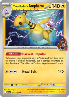 Team Rocket's Ampharos — Destined Rivals 74/182